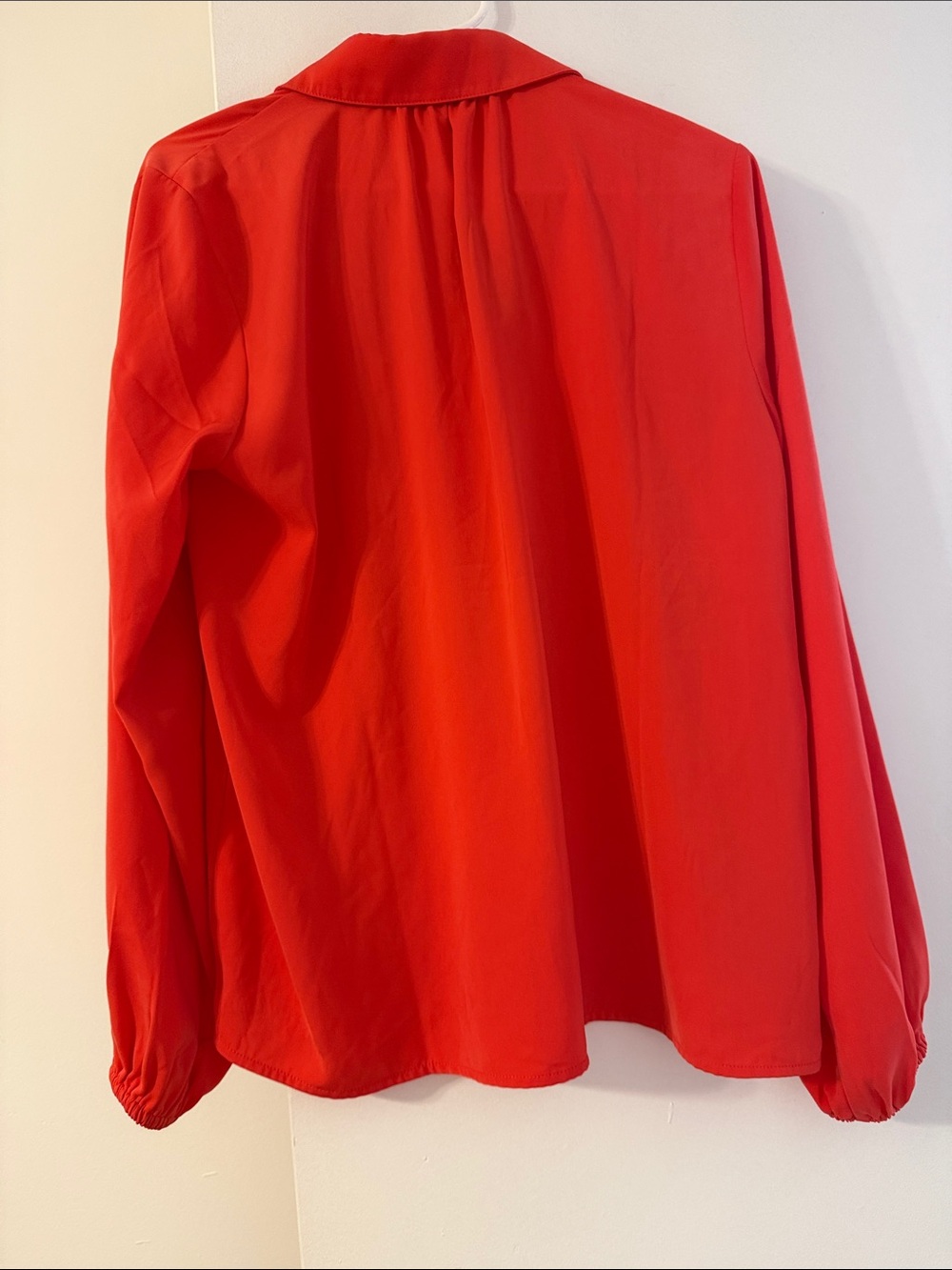 Michael Kors Bright Red Collared Long-Sleeve Blouse - Picture 7 of 7